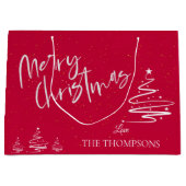 Elegant Trendy Red Abstrakt Tree Frohe Weihnachten Große Geschenktüte (Vorderseite)