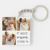 Elegant & Trendy Script and Custom Family Photos Schlüsselanhänger (Rückseite)