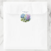 Elegant Trendy Watercolor Hydrangea Blumenzwiese Runder Aufkleber (Tasche)