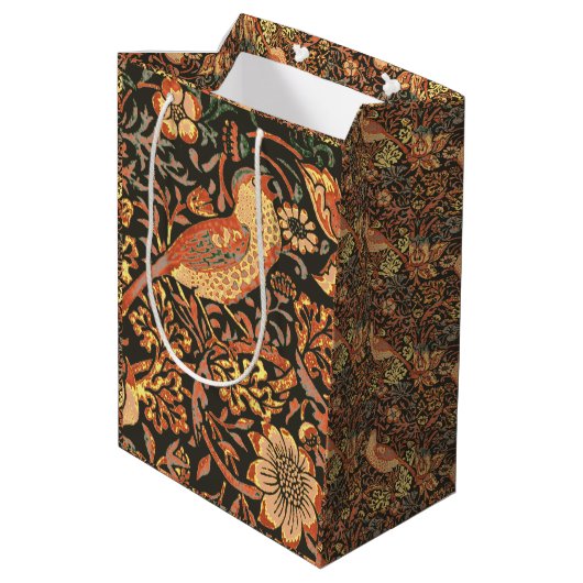 Elegant Trendy William Morris Paper Napkin Mittlere Geschenktüte (Rückseite Schrägansicht)