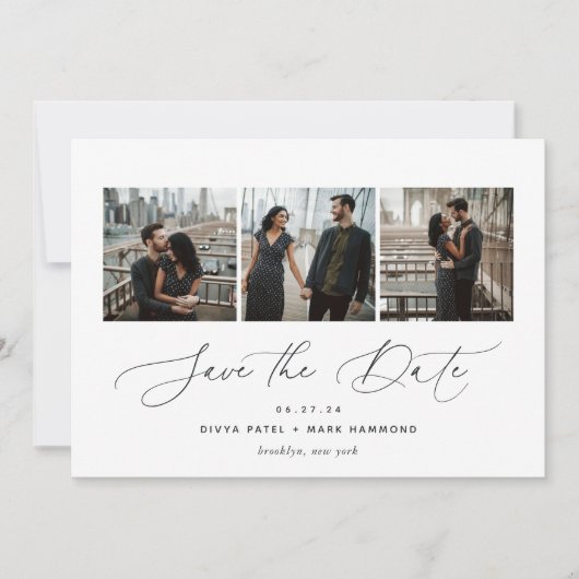 Elegant Trio | Multi-Foto Save The Date (Vorderseite)
