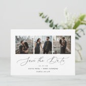 Elegant Trio | Multi-Foto Save The Date (Stehend Vorderseite)