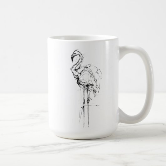 Elegant Tropic Flamingo Sketch Kaffeetasse (Rechts)