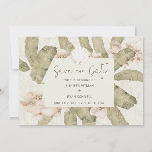 Elegant Tropical Beach Photo Save The Date (Vorderseite)