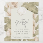 Elegant Tropical Beach Thank You Wedding  Weinetikett (Einzelnes Label)