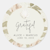 Elegant Tropical Beach Wedding Favor  Runder Aufkleber (Vorderseite)