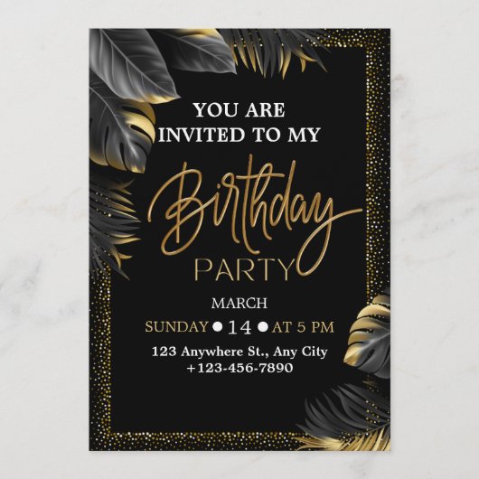 Elegant Tropical Birthday Party Invitation Einladung (Vorderseite)