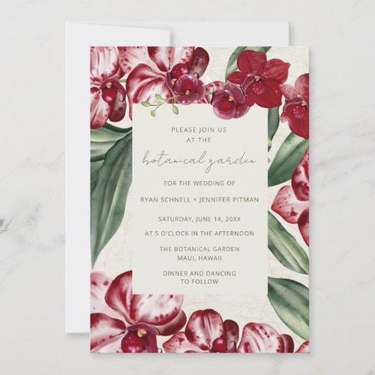 Elegant Tropical Botanical Garden Wedding  Einladung (Vorderseite)
