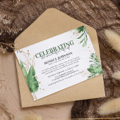 Elegant Tropical Botanical Greenery & Gold Beerdig Einladung