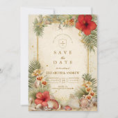 Elegant Tropical Botanical Wedding Save The Date (Vorderseite)