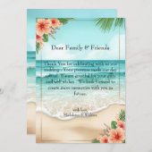 Elegant Tropical Coastal Hawaiian Beach Wedding Dankeskarte (Vorne/Hinten)