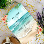 Elegant Tropical Coastal Hawaiian Beach Wedding Einladung