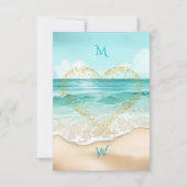 Elegant Tropical Coastal Hawaiian Beach Wedding RSVP Karte (Rückseite)