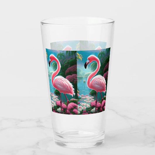 Elegant Tropical Flamingo-70852 Glas (Rückseite)