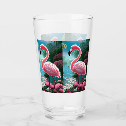 Elegant Tropical Flamingo-70852 Glas (Vorderseite)