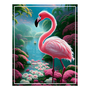 Elegant Tropical Flamingo-70852 Poster