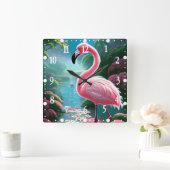 Elegant Tropical Flamingo-70852 Quadratische Wanduhr (Zuhause)