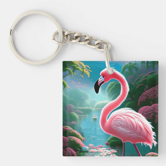 Elegant Tropical Flamingo-70852 Schlüsselanhänger (Vorderseite)