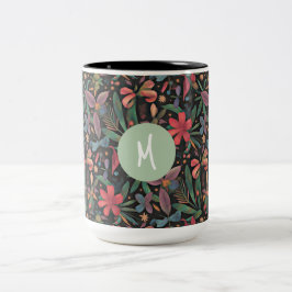 Elegant Tropical Floral & Botanical Zweifarbige Tasse