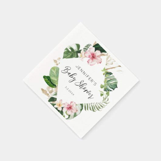 Elegant tropical floral hibiscus baby shower serviette (Ecke)