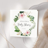 Elegant tropical floral hibiscus baby shower serviette