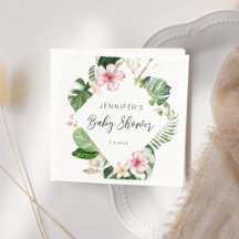 Elegant tropical floral hibiscus baby shower