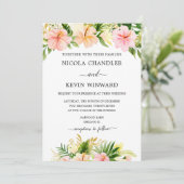 Elegant Tropical Floral Wedding Einladung (Stehend Vorderseite)