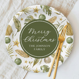 Elegant Tropical Frohe Weihnachten Pappteller