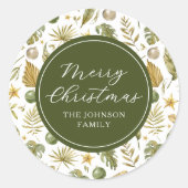 Elegant Tropical Frohe Weihnachten Runder Aufkleber (Vorderseite)