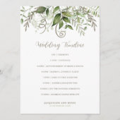 Elegant Tropical Greenerenerity Wedding Timeline Programm (Vorderseite)