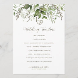 Elegant Tropical Greenerenerity Wedding Timeline Programm