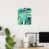 Elegant Tropical Hawaii Monstera Leaf Foto Poster (Heimbüro)