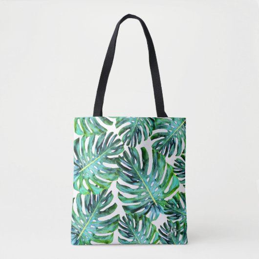Elegant Tropical Hawaii Monstera Leaf Foto Tasche (Vorderseite)