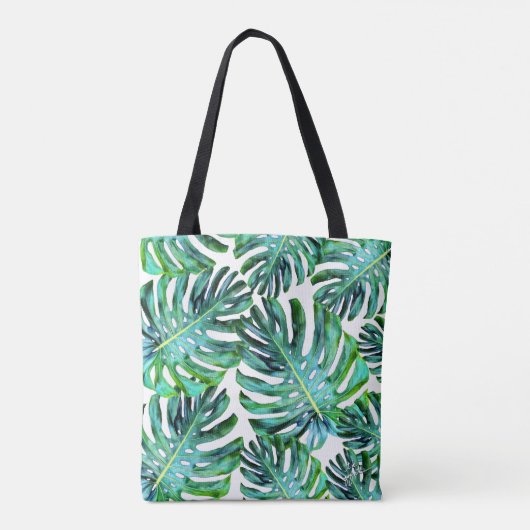 Elegant Tropical Hawaii Monstera Leaf Foto Tasche (Rückseite)