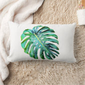 Elegant Tropical Hawaii Monstera Leaf Modernes Lendenkissen (Decke)