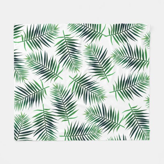 Elegant Tropical Island Palm Fronds Fleecedecke (Vorderseite (Horizontal))