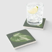 Elegant Tropical Leaf Coaster – Rare Plant Art Steinuntersetzer (Seitenansicht)