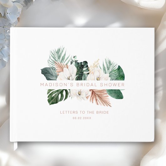 Elegant Tropical Leafy Bridal Shower Gästebuch