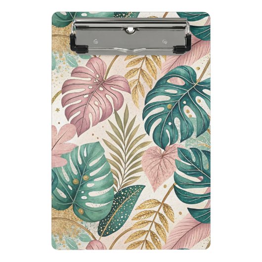 Elegant Tropical Monsteras Boho Mini Klemmbrett (Vorderseite)