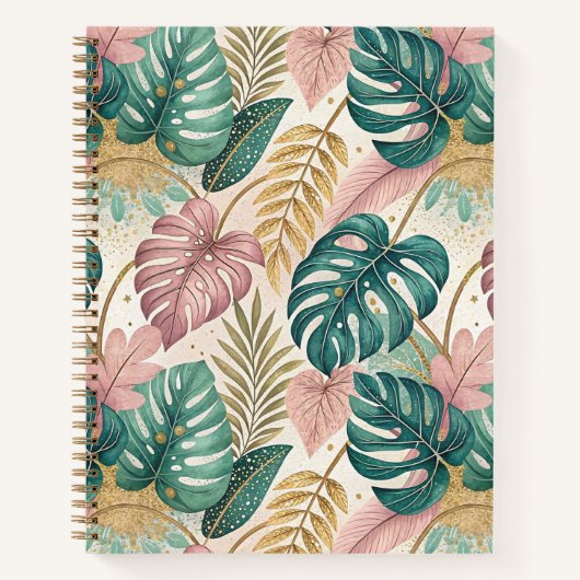 Elegant Tropical Monsteras Boho Notizblock (Vorderseite)