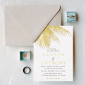 Elegant Tropical Palm Tree Beach Wedding Folieneinladung