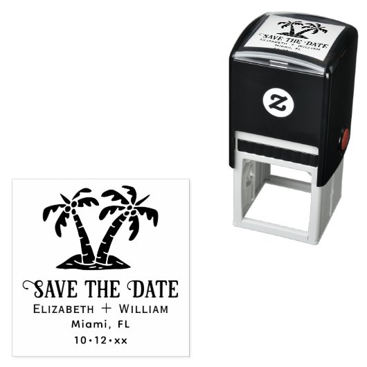 Elegant Tropical Palm Trees Wedding Save the Date Permastempel (Beispiel)