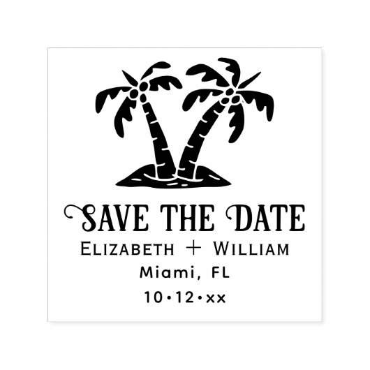 Elegant Tropical Palm Trees Wedding Save the Date Permastempel (Design)