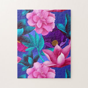 Elegant Tropical Pink Blue Lila Green Puzzle