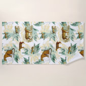 Elegant Tropical Safari Wild Cats Tiger Leopard Strandtuch (Vorderseite)