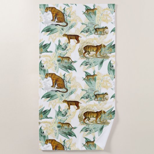Elegant Tropical Safari Wild Cats Tiger Leopard Strandtuch (Vorderseite)