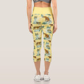 Elegant Tropical Safari Wilde Katzen Tiger Gelb Capri Leggings (Rückseite)