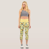 Elegant Tropical Safari Wilde Katzen Tiger Gelb Capri Leggings (Vorderseite)