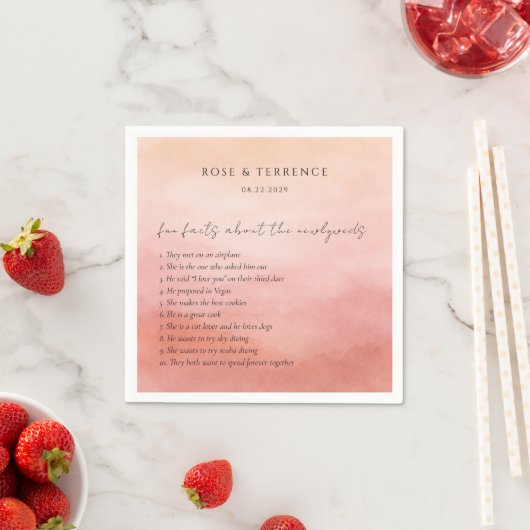Elegant Tropical Sunset Fun Facts Wedding Serviette (Beispiel)