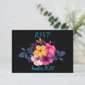 Elegant Tropical Theme Wedding RSVP Karte (Stehend Vorderseite)